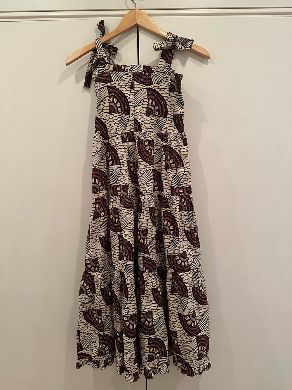 Ulla Johnson Cream Maxi Dress with Brown Geometric Print kids collection